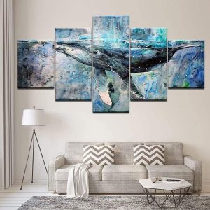 Tableau de baleine bleue artistique et contemporain