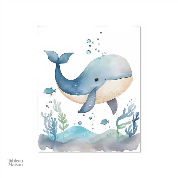 Illustration de baleine, tableau décoratif pour la chambre d'enfant