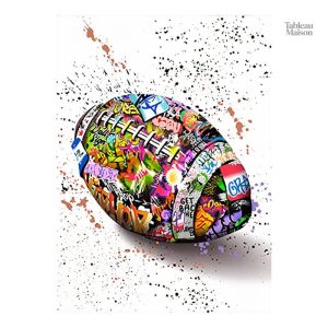 Art mural dynamique alliant rugby et street art