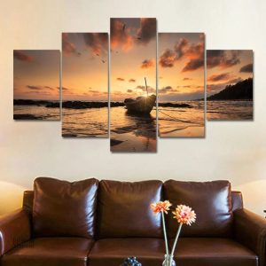 Tableau Barque au Coucher de Soleil