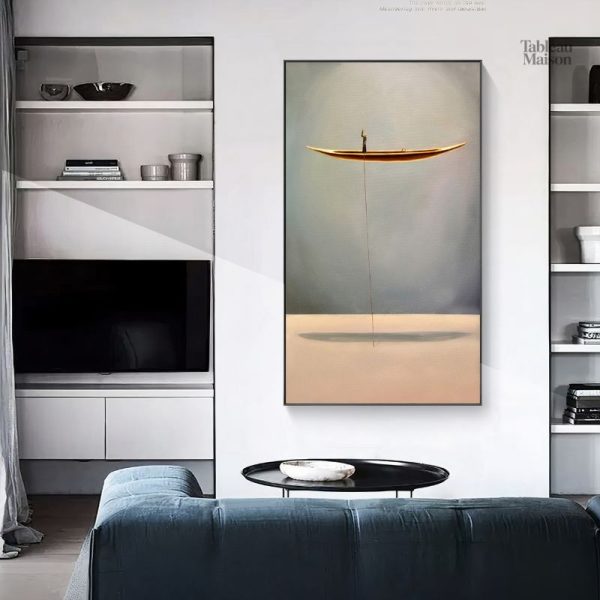 Art mural barque dorée pour une ambiance élégante