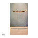 Tableau artistique barque dorée en suspension