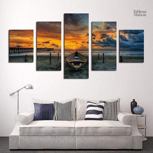 Tableau de barque sur la plage, ambiance maritime
