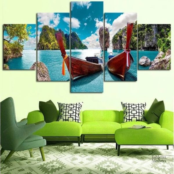 Tableau Bateau Traditionnel Thaïlandais en couleurs vives