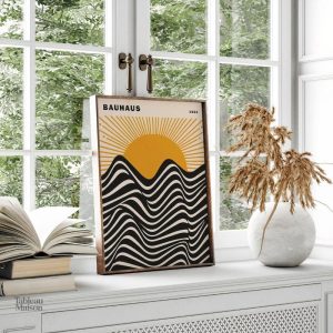 Tableau Bauhaus Vagues Noir et Coucher de Soleil