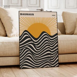 Tableau abstrait noir et coucher de soleil en nuances