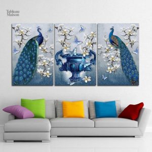 Tableau de paons colorés, décoratif et artistique