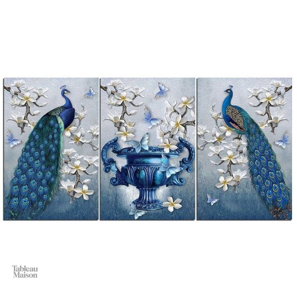 Œuvre d'art représentant la beauté des paons en tableau