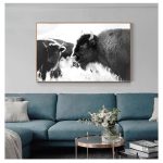 Décoration murale monochrome avec motif de bison