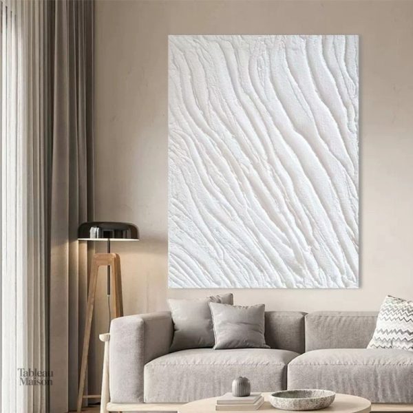 Tableau décoratif blanc avec texture en relief
