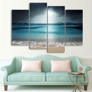 Tableau bleu représentant le ciel et la mer