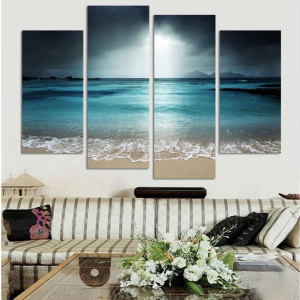 Peinture abstraite de l'océan et de l'horizon