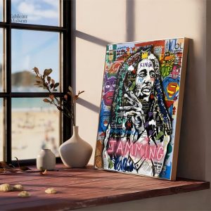 Art mural inspiré par Bob Marley, ambiance urbaine