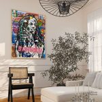 Tableau coloré représentant Bob Marley, style moderne