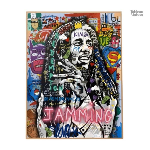 Décoration murale Bob Marley, art contemporain vibrant