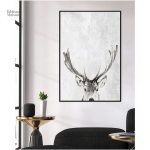 Tableau décoratif en bois représentant un cerf