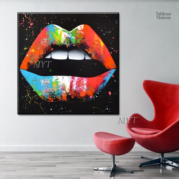 Tableau artistique représentant une bouche féminine