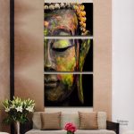 Art mural Bouddha en trois sections inspirantes