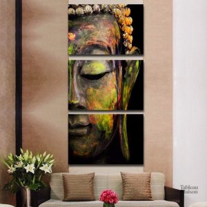 Art mural Bouddha en trois sections inspirantes