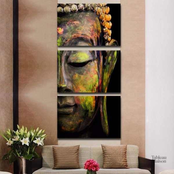 Art mural Bouddha en trois sections inspirantes