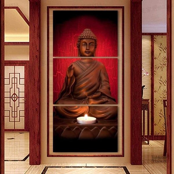 Tableau Bouddha avec bougie illuminée