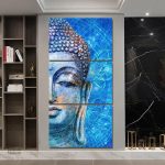 Tableau Bouddha azuréen décoratif en toile artistique