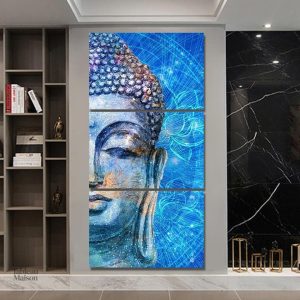 Tableau Bouddha azuréen décoratif en toile artistique