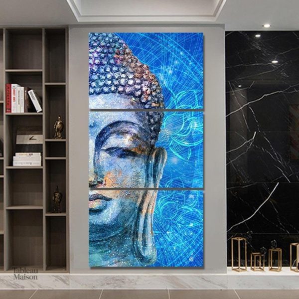 Tableau Bouddha azuréen décoratif en toile artistique