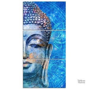 Tableau de Bouddha en nuances d'azur pour décoration intérieure