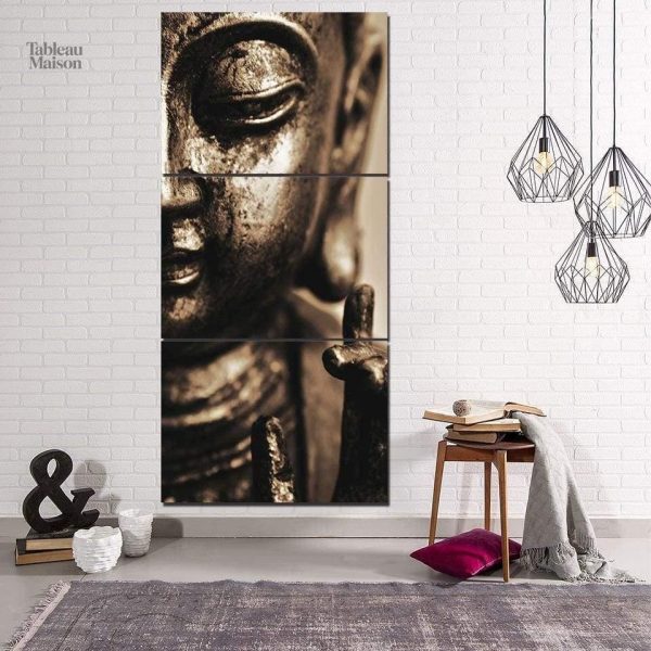 Tableau Bouddha en acier, décoration zen pour intérieur