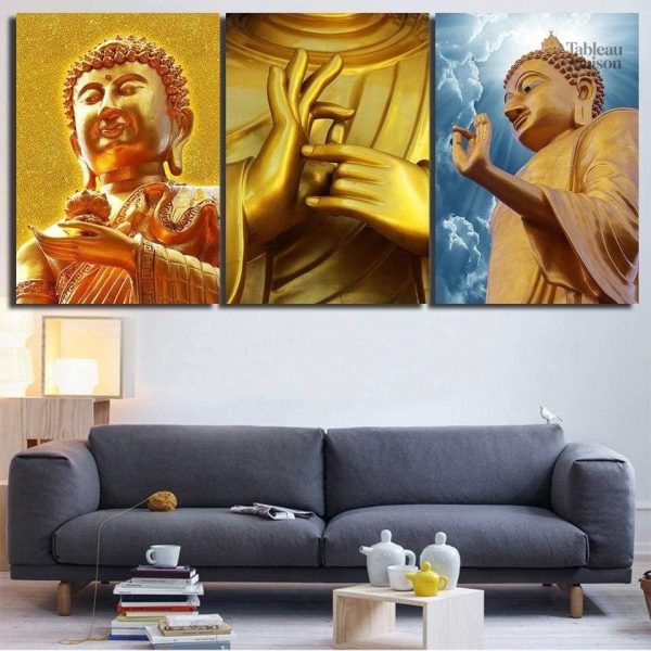 Tableau Bouddha en or élégant et apaisant