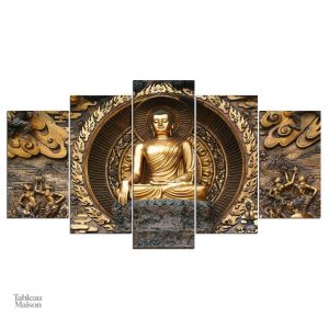 Art mural Bouddha en or, symbole de sérénité et de méditation