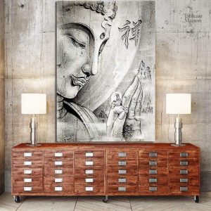Tableau Bouddha face à l'Homme en décoration murale