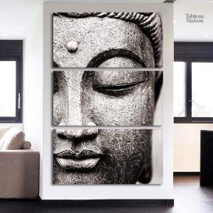 Tableau Bouddha gris décoratif pour une ambiance zen