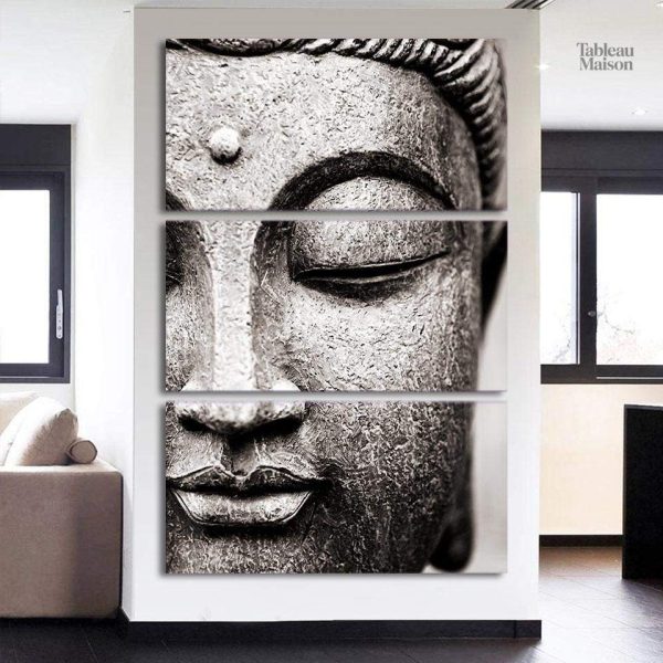 Tableau Bouddha gris décoratif pour une ambiance zen