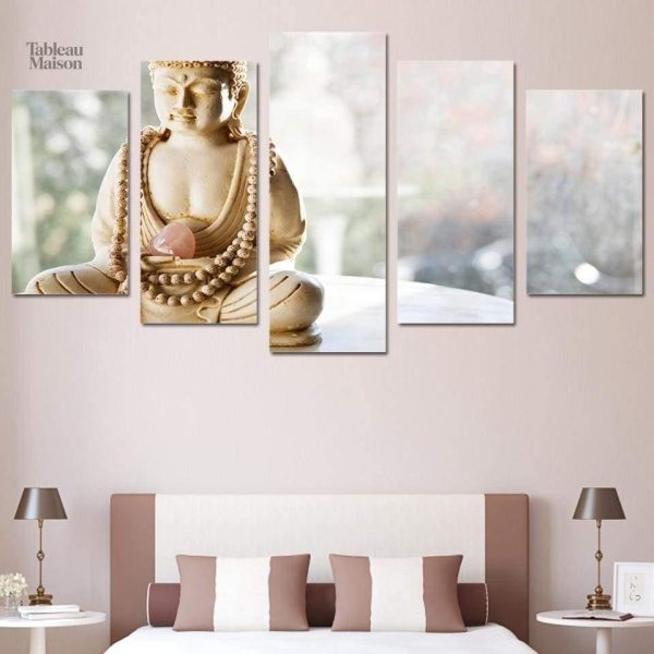 Art mural Bouddha en ivoire élégant