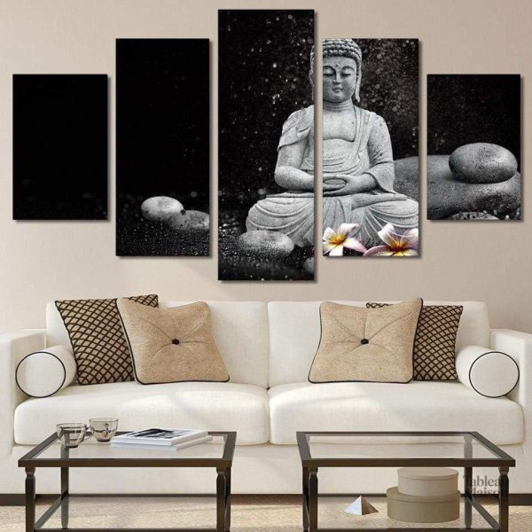 Tableau Bouddha en noir et blanc