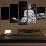 Décoration murale Bouddha noir et blanc