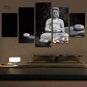 Décoration murale Bouddha noir et blanc