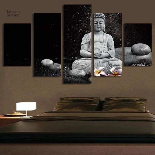 Décoration murale Bouddha noir et blanc