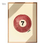 Art mural inspiré du billard, boule 7 en vedette