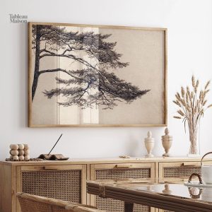 Tableau représentant une branche d'arbre dans un style vintage