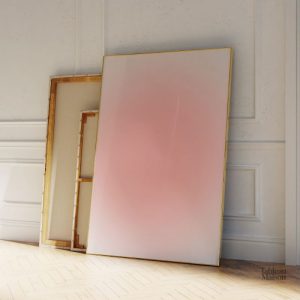 Tableau abstrait aux nuances de rose et de brume