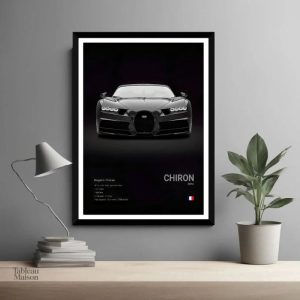 Art mural représentant la Bugatti Chiron, design dynamique