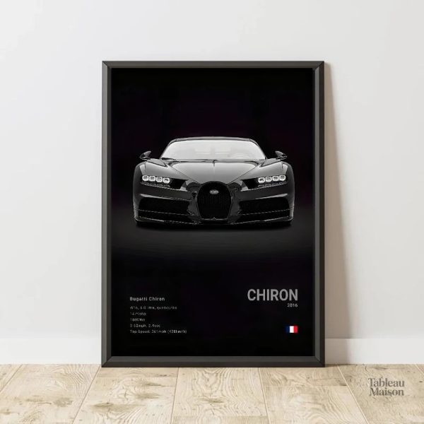 Tableau artistique sur la célèbre voiture Bugatti Chiron