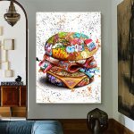 Art mural street art représentant un burger stylisé