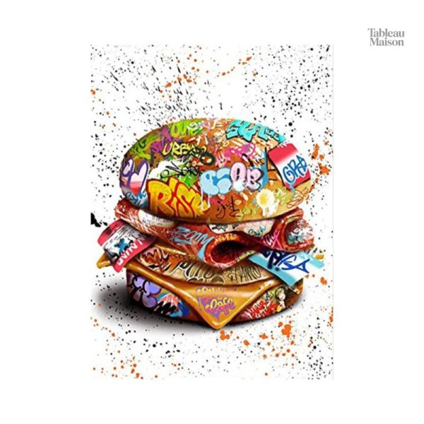 Détail d'un tableau créatif sur le thème du burger