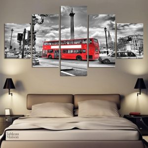 Art mural de style bus à impériale, décoration originale