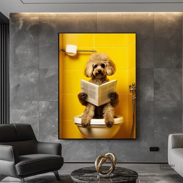 Tableau Caniche Nain pour décoration de toilettes