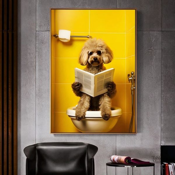 Décoration murale toilettes avec caniche nain